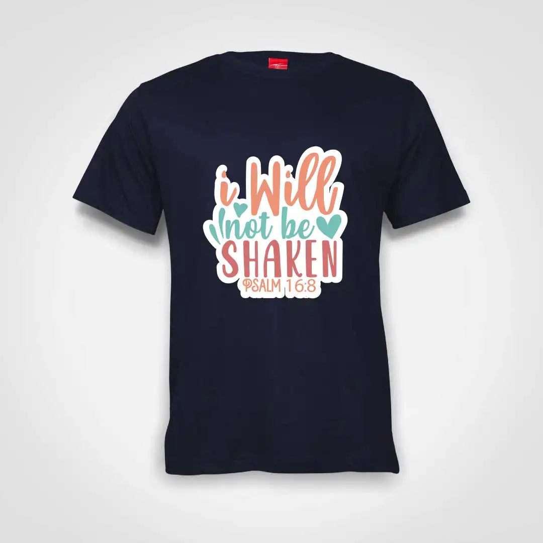 I Will Not Be Shaken Cotton T-Shirt Navy IZZIT APPAREL