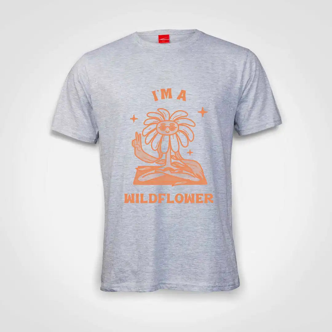 I'm A Wildflower Cotton T-Shirt Grey-Melange IZZIT APPAREL