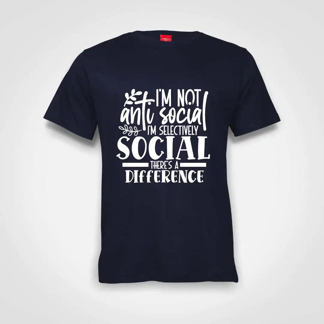 I'm Not Anti Social, I'm Selectively Social Cotton T-Shirt Navy IZZIT APPAREL