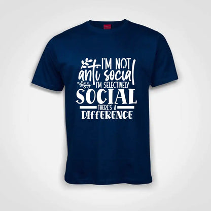 I'm Not Anti Social, I'm Selectively Social Cotton T-Shirt Royal Blue IZZIT APPAREL