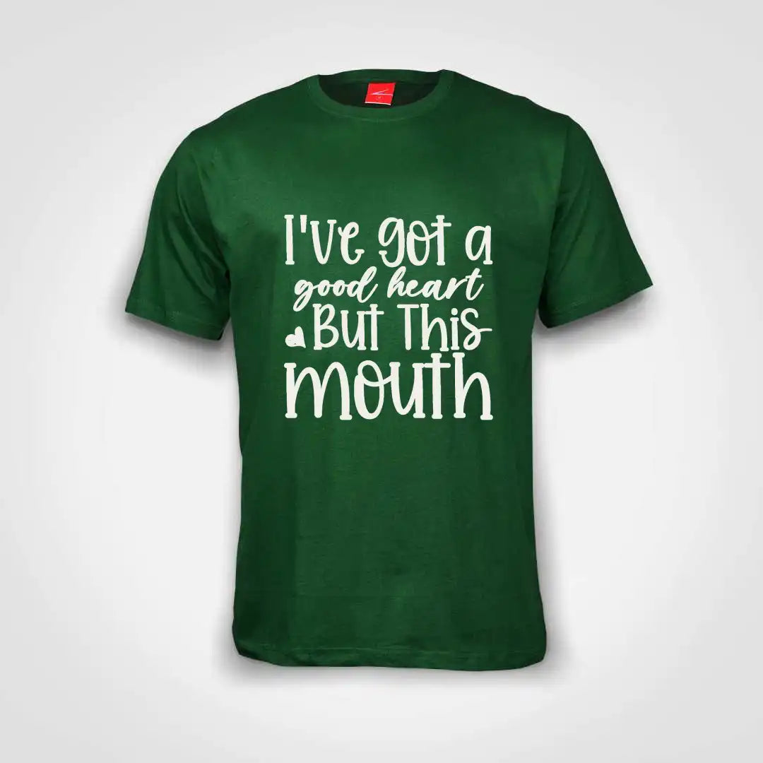 I've Got A Good Heart Cotton T-Shirt Bottle Green IZZIT APPAREL