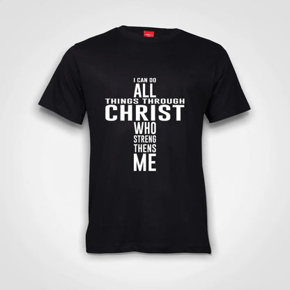 I Can Do It All Through Christ Cotton T-Shirt Black IZZIT APPAREL