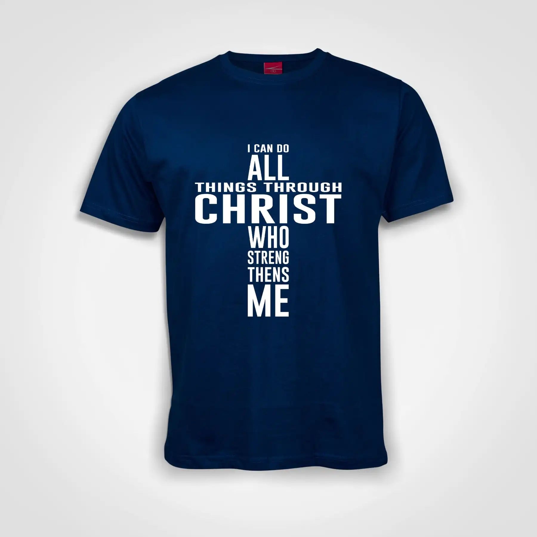 I Can Do It All Through Christ Cotton T-Shirt Royal Blue IZZIT APPAREL