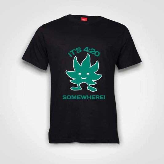 It's 4.20 Somewhere Cotton T-Shirt Black IZZIT APPAREL