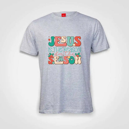 Jesus Is The Reason For The Season Cotton T-Shirt Grey-Melange IZZIT APPAREL
