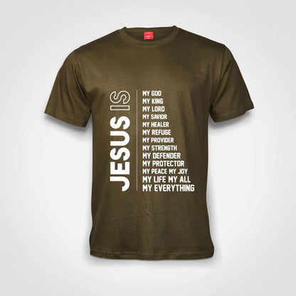 Jesus Is Cotton T-Shirt Olive IZZIT APPAREL