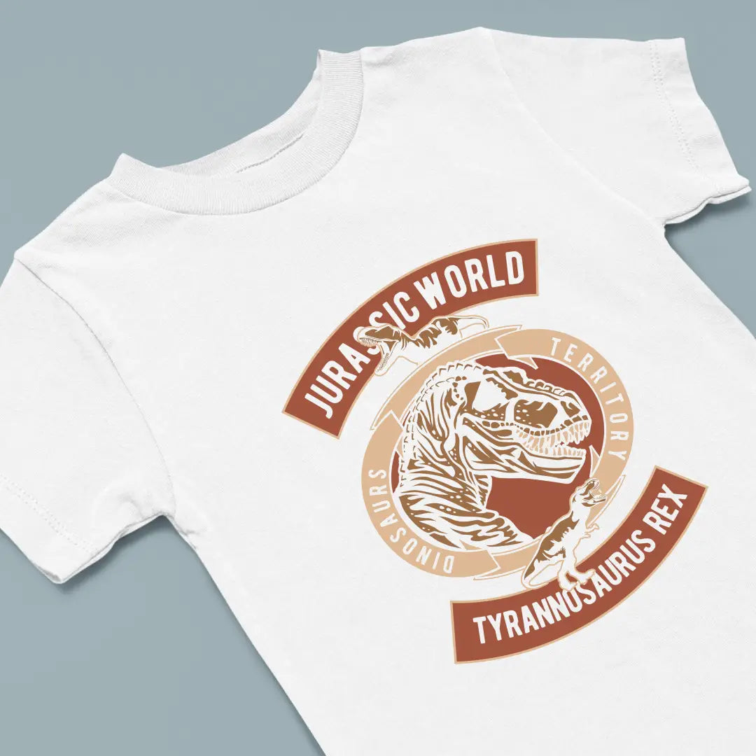 Jurassic World T-Rex Kids Cotton T-Shirt White IZZIT APPAREL