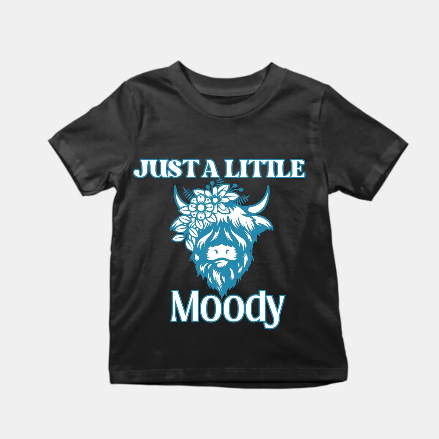 Just A Little Moody Kids T-Shirt Black IZZIT APPAREL