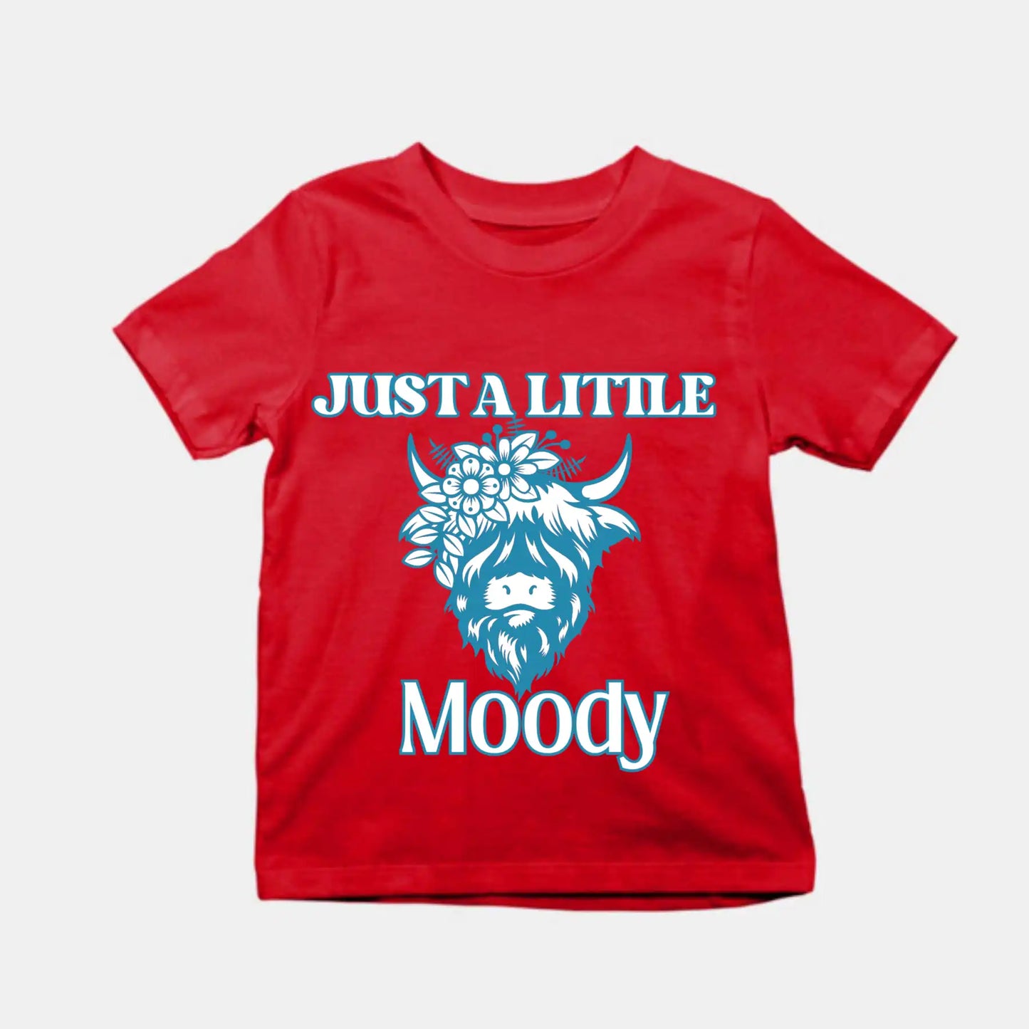 Just A Little Moody Kids T-Shirt Red IZZIT APPAREL