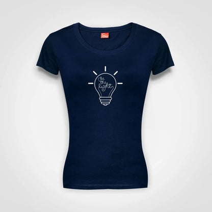 Be The Light Ladies Fitted Cotton T-Shirt Navy IZZIT APPAREL