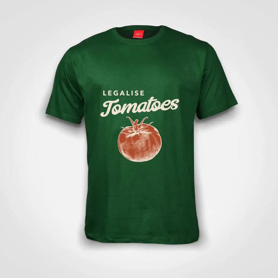 Legalise Tomatoes Cotton T-Shirt Bottle Green IZZIT APPAREL