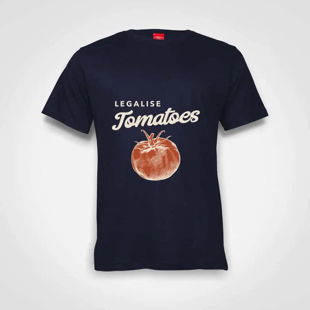 Legalise Tomatoes Cotton T-Shirt Navy IZZIT APPAREL