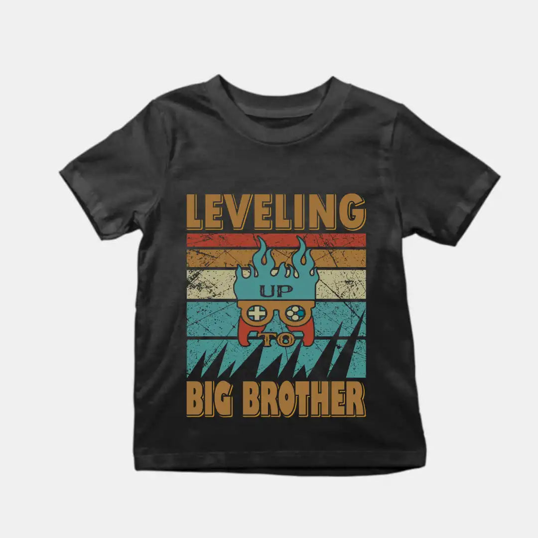 Leveling up to Big Brother Kids T-Shirt Black IZZIT APPAREL
