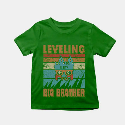 Leveling up to Big Brother Kids T-Shirt Bottle Green IZZIT APPAREL