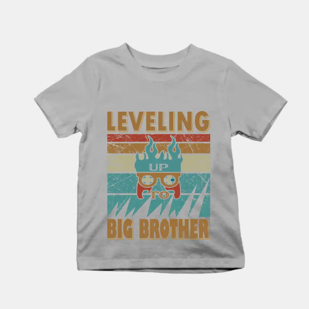 Leveling up to Big Brother Kids T-Shirt Grey-Melange IZZIT APPAREL