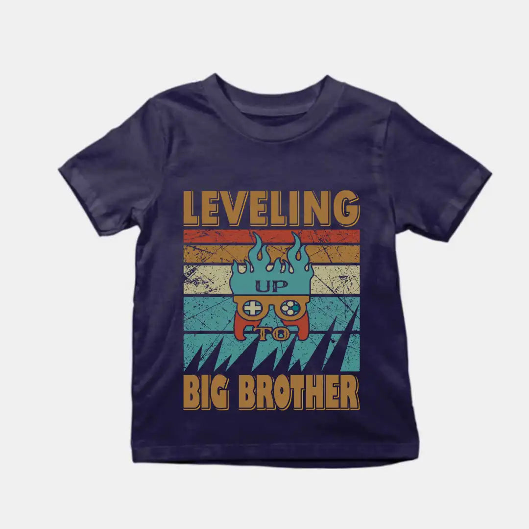 Leveling up to Big Brother Kids T-Shirt Navy IZZIT APPAREL
