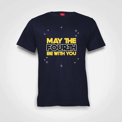 May The Fourth Be With You Cotton T-Shirt Navy IZZIT APPAREL