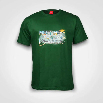 Meet Me At The Beach Cotton T-Shirt Bottle Green IZZIT APPAREL