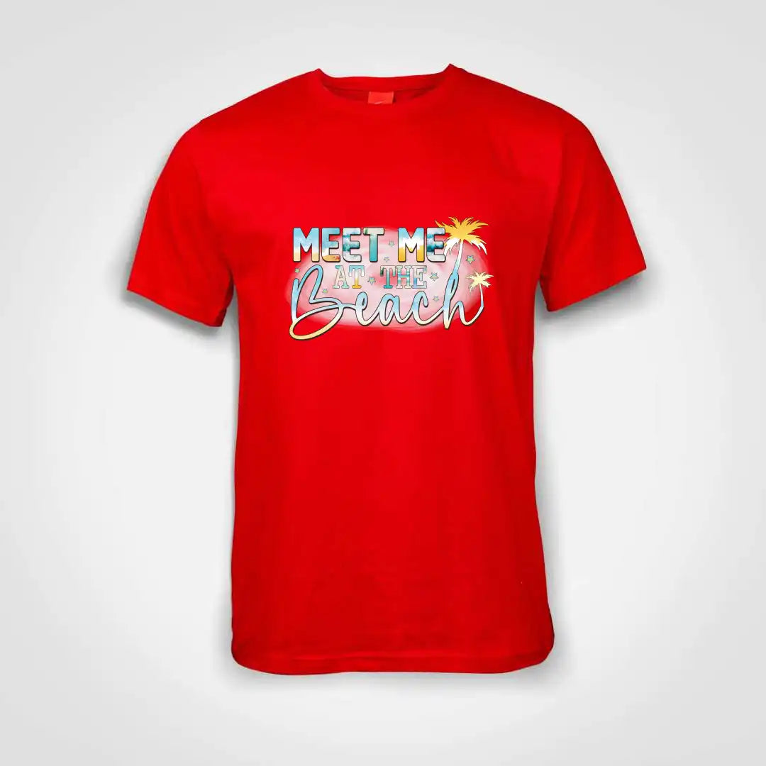 Meet Me At The Beach Cotton T-Shirt Red IZZIT APPAREL