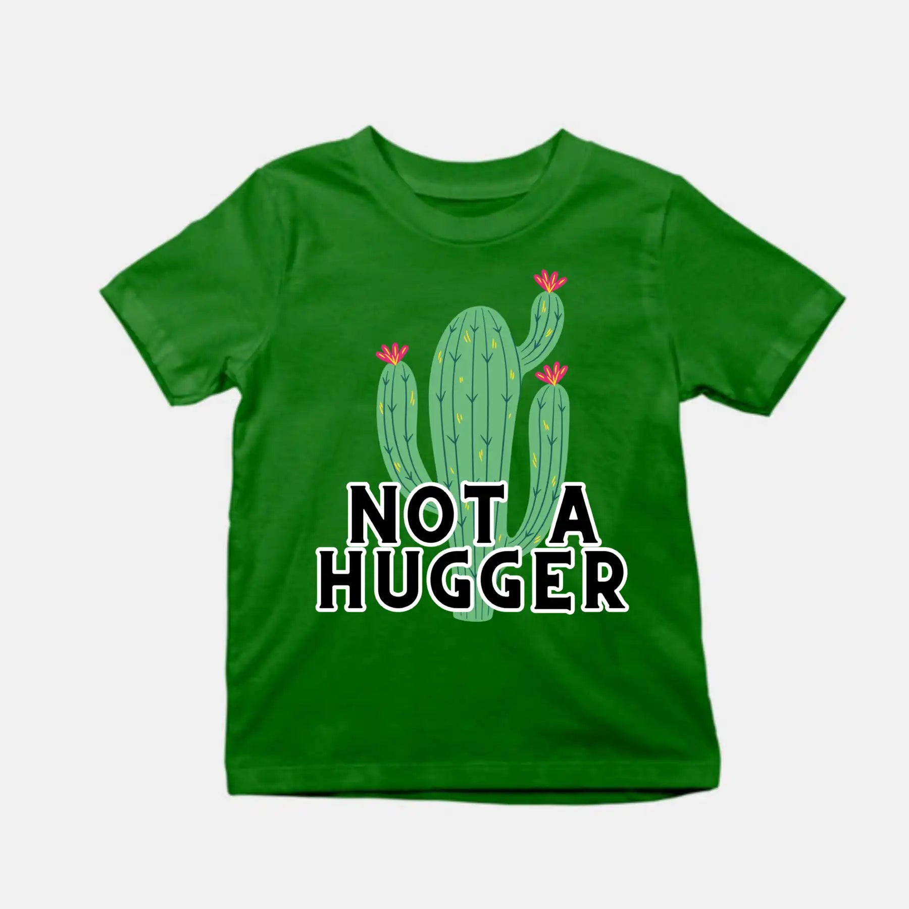 Not A Hugger Kids T-Shirt Bottle Green IZZIT APPAREL
