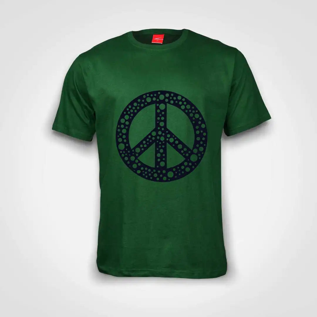 Peace Sign Bubbles Cotton T-Shirt Bottle Green IZZIT APPAREL