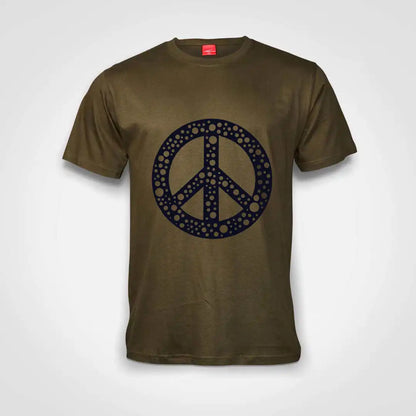 Peace Sign Bubbles Cotton T-Shirt Olive IZZIT APPAREL