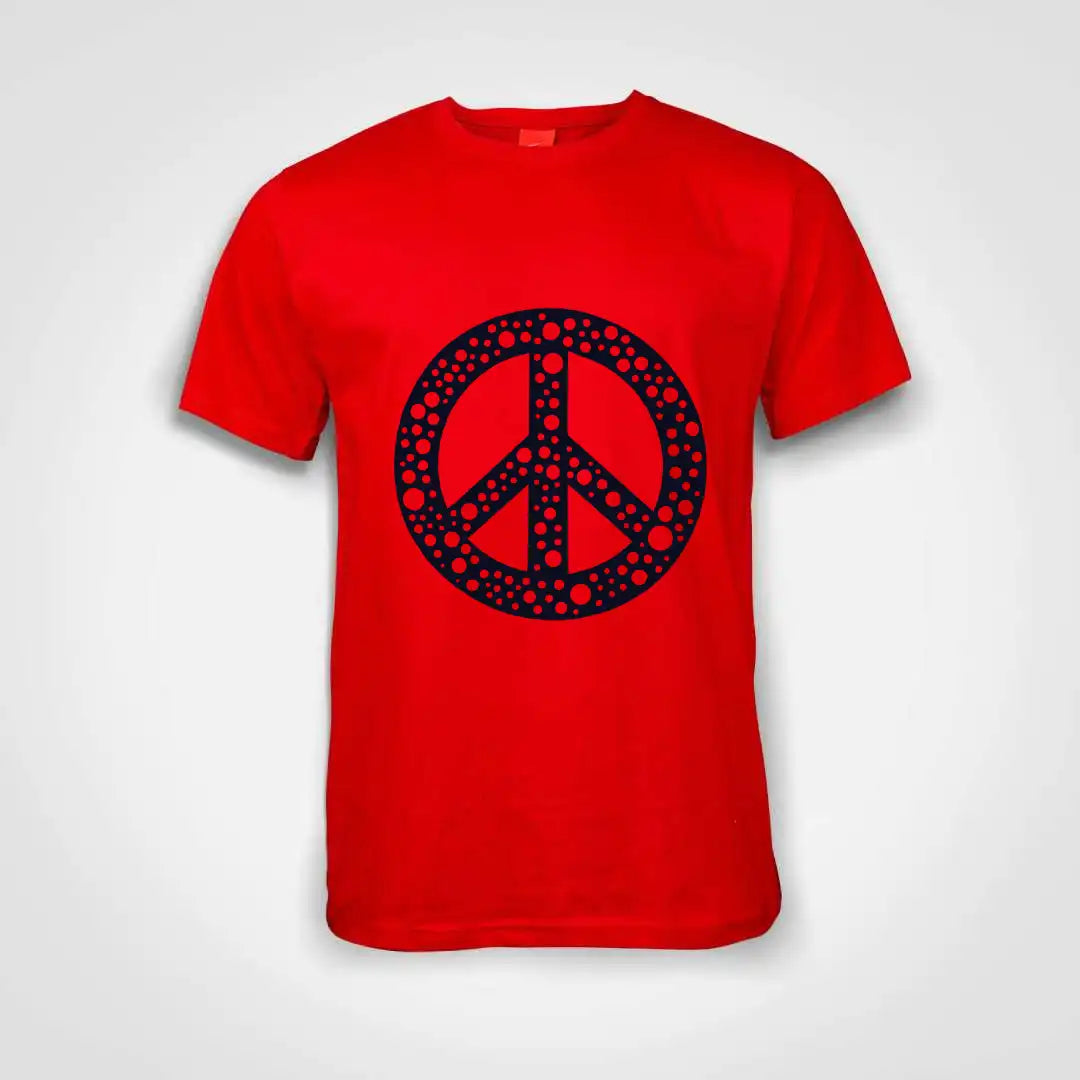 Peace Sign Bubbles Cotton T-Shirt Red IZZIT APPAREL