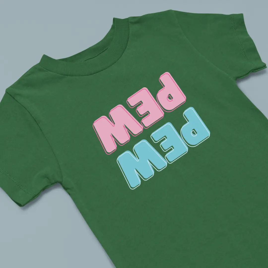 Pew Pew Kids Cotton T-Shirt Bottle Green IZZIT APPAREL