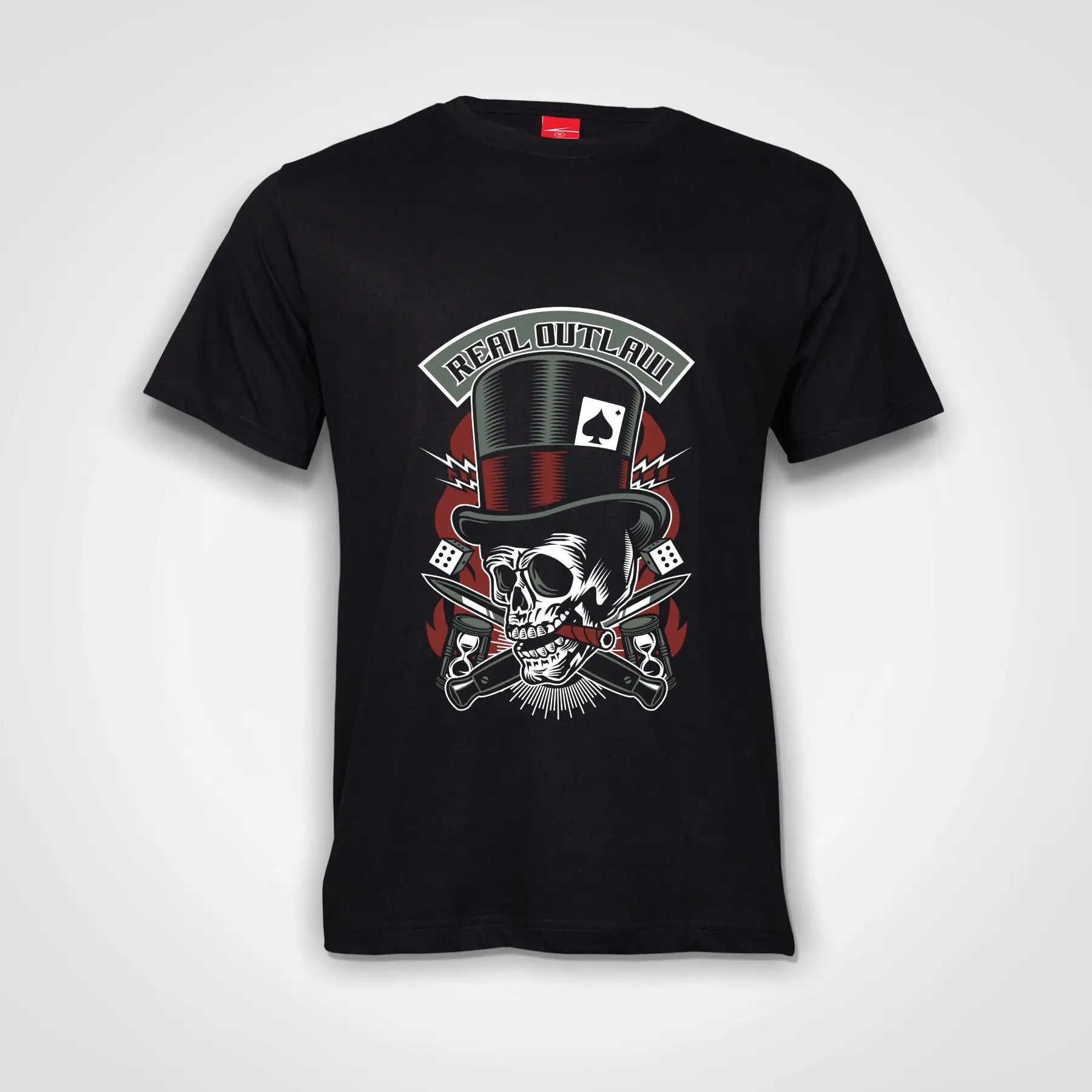 Real Outlaw Skull Cotton T-Shirt Black IZZIT APPAREL