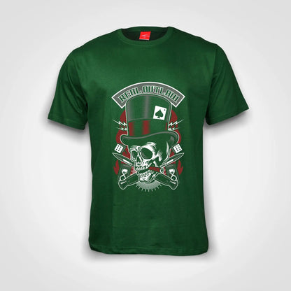 Real Outlaw Skull Cotton T-Shirt Bottle Green IZZIT APPAREL