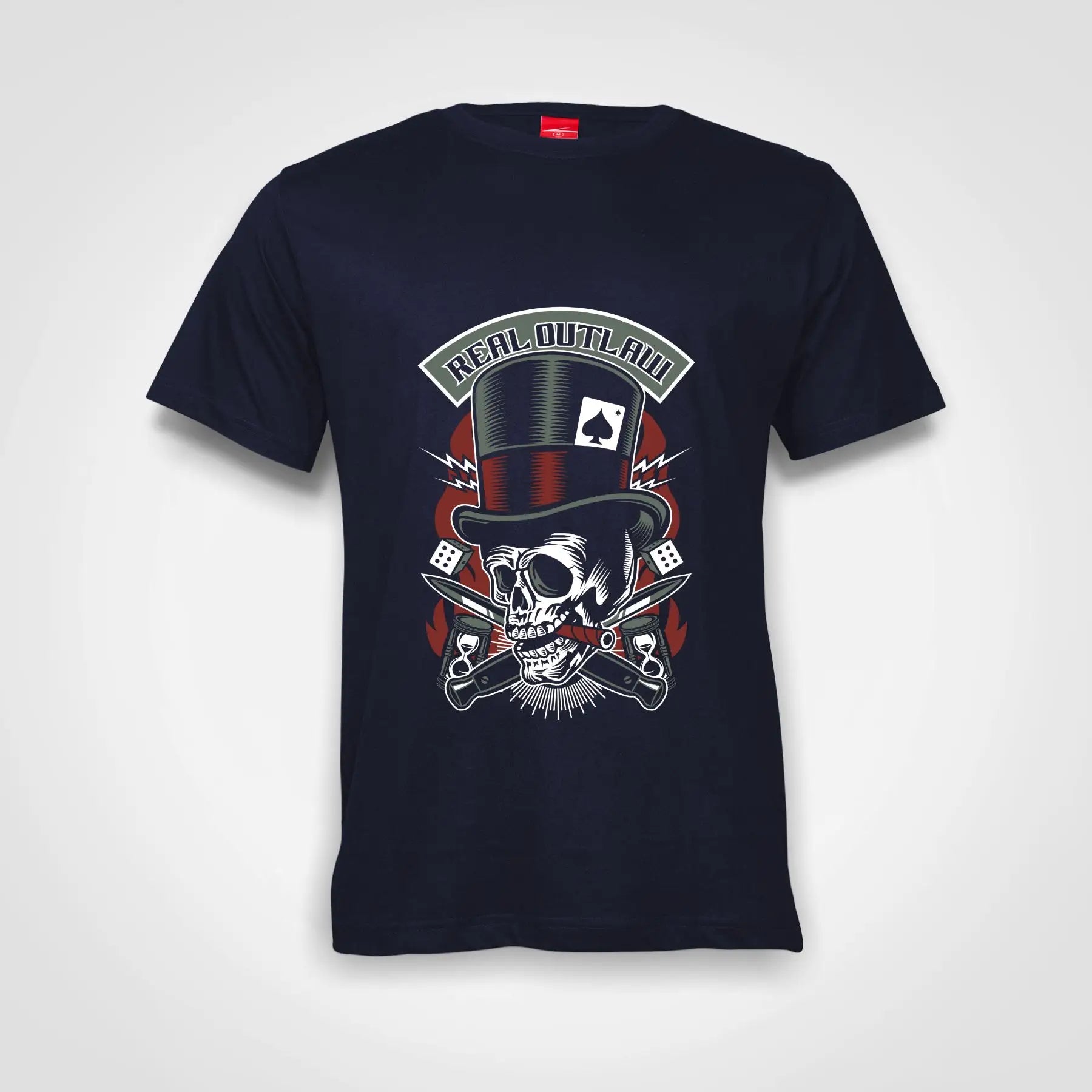 Real Outlaw Skull Cotton T-Shirt Navy IZZIT APPAREL