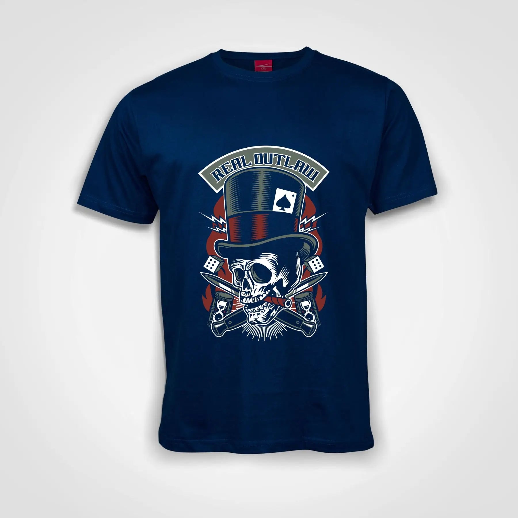 Real Outlaw Skull Cotton T-Shirt Royal Blue IZZIT APPAREL