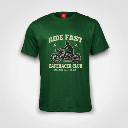 Ride Fast CafeRacer Club Cotton T-Shirt Bottle Green IZZIT APPAREL
