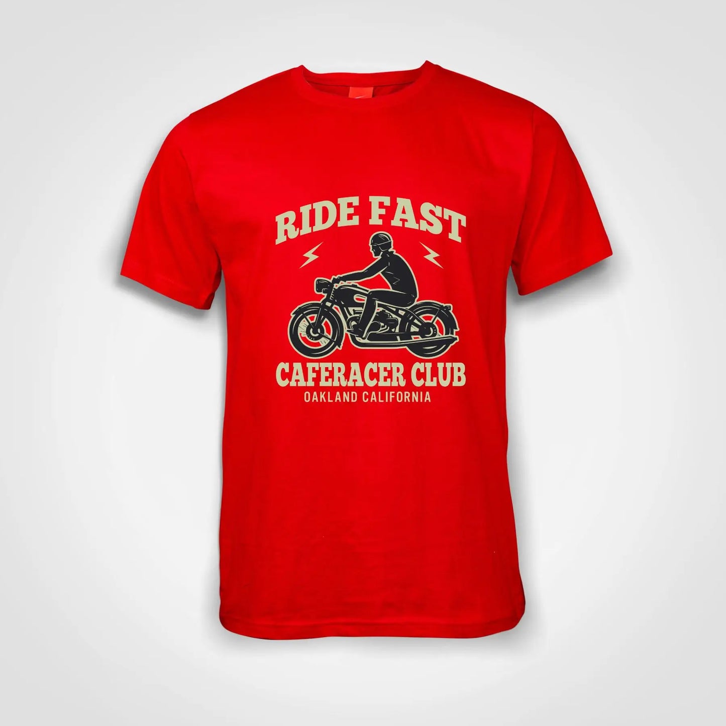 Ride Fast CafeRacer Club Cotton T-Shirt Red IZZIT APPAREL