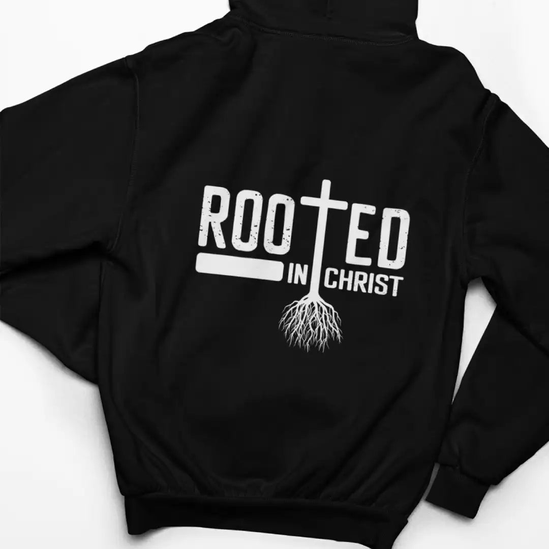 Rooted in Christ Hoodie Black IZZIT APPAREL