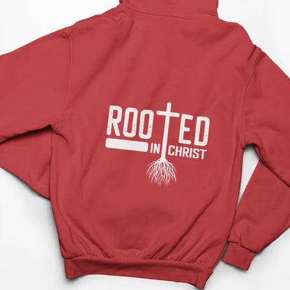 Rooted in Christ Hoodie Red IZZIT APPAREL