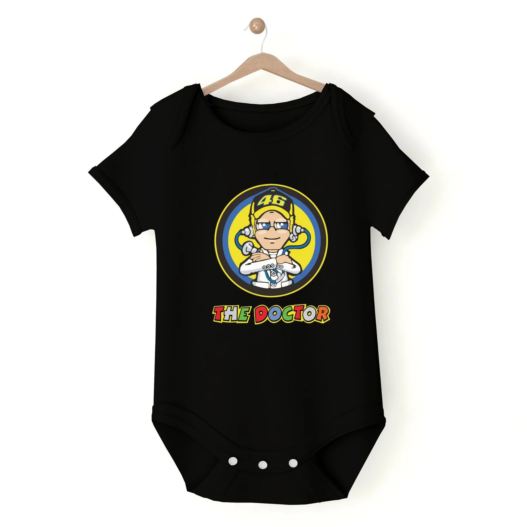 Rossi The Doctor Babygrow Black IZZIT APPAREL