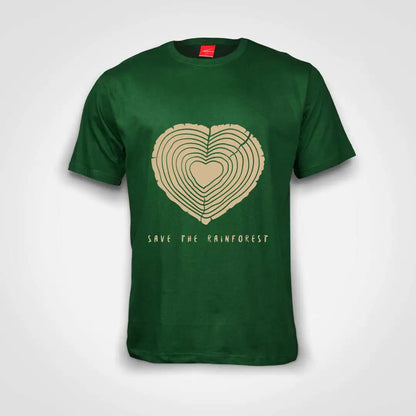 Save The Rainforest Cotton T-Shirt Bottle Green IZZIT APPAREL