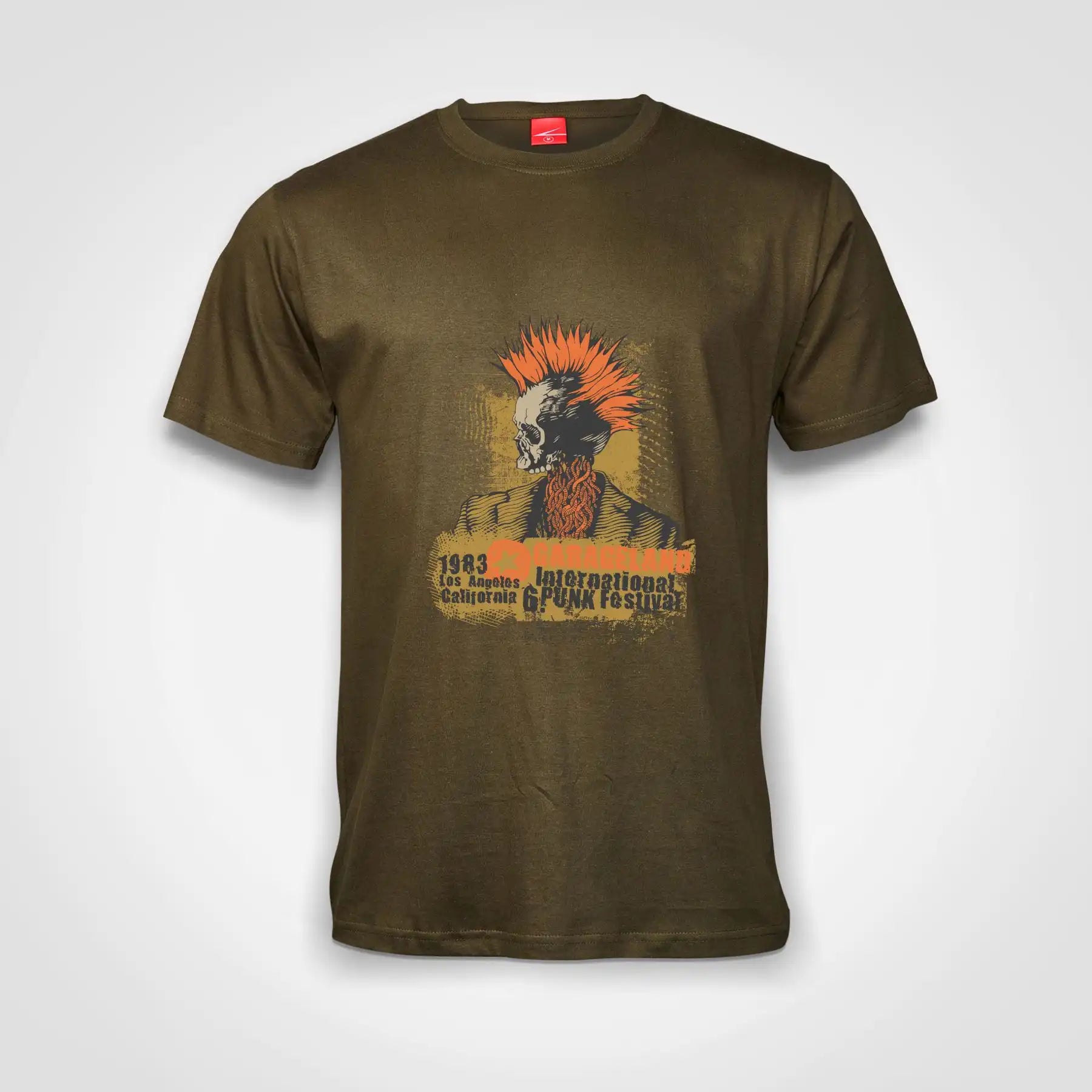 Skull Punk Festival Cotton T-Shirt Olive IZZIT APPAREL