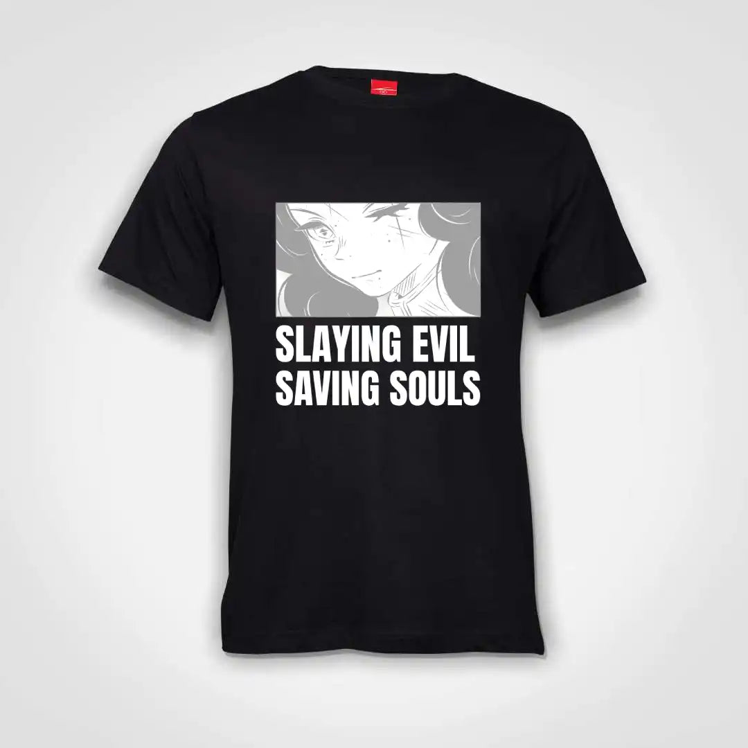Slaying Evil Saving Souls Cotton T-Shirt Black IZZIT APPAREL