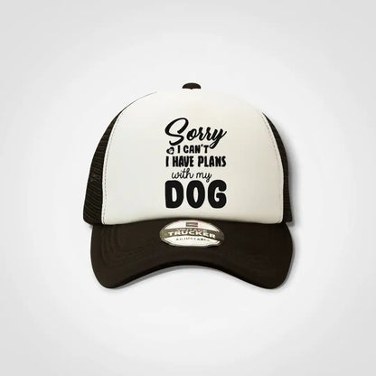Sorry I Can't I Have Plans With My Dog Vintage Trucker Cap OSFM Black IZZIT APPAREL