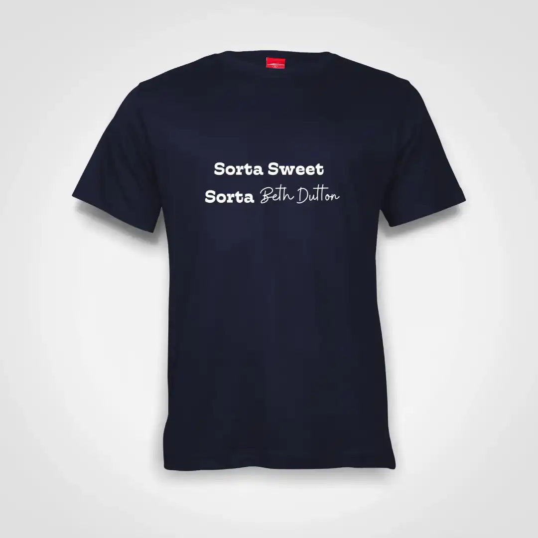 Sorta Sweet Sorta Beth Dutton Cotton T-Shirt Navy IZZIT APPAREL