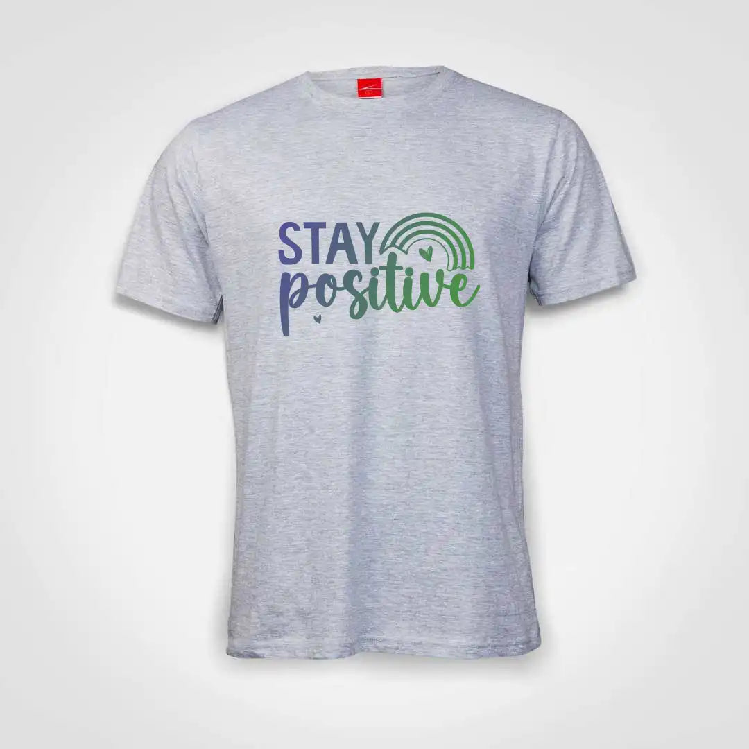 Stay Positive Cotton T-Shirt Grey-Melange IZZIT APPAREL