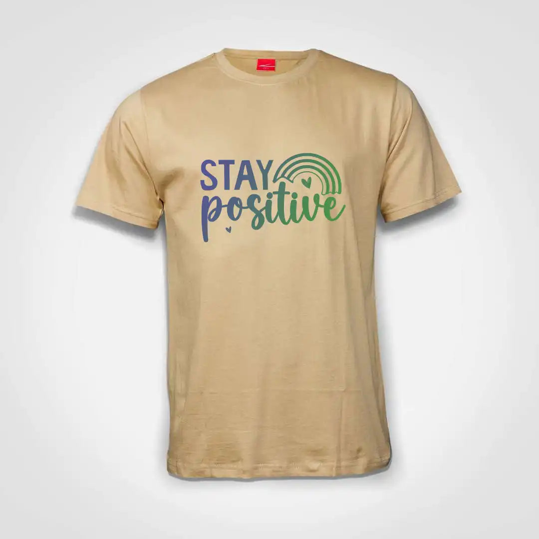 Stay Positive Cotton T-Shirt Natural IZZIT APPAREL