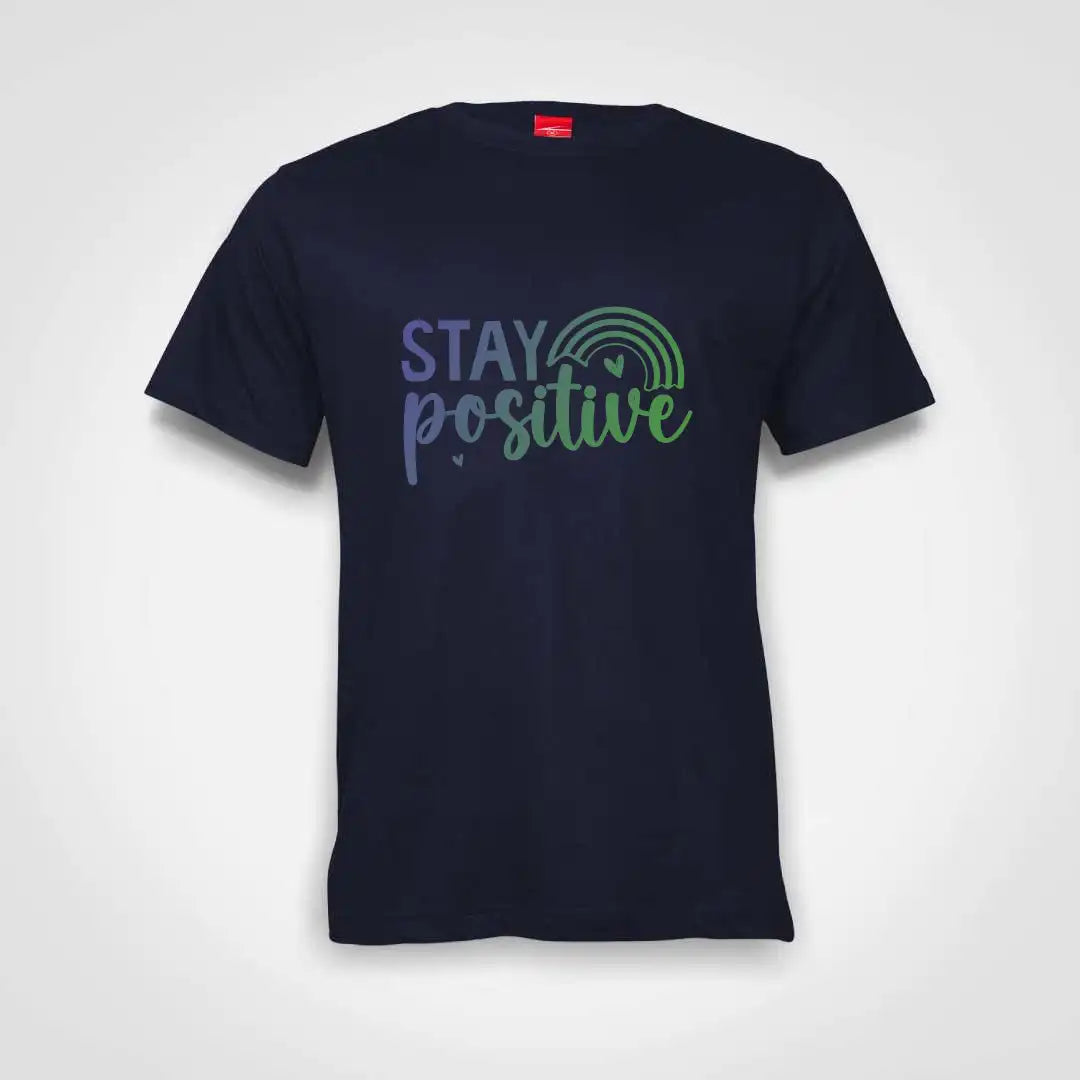 Stay Positive Cotton T-Shirt Navy IZZIT APPAREL