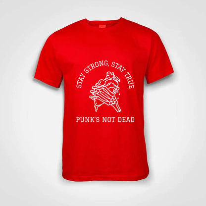Stay Strong Stay True Punk's Not Dead Cotton T-Shirt Red IZZIT APPAREL