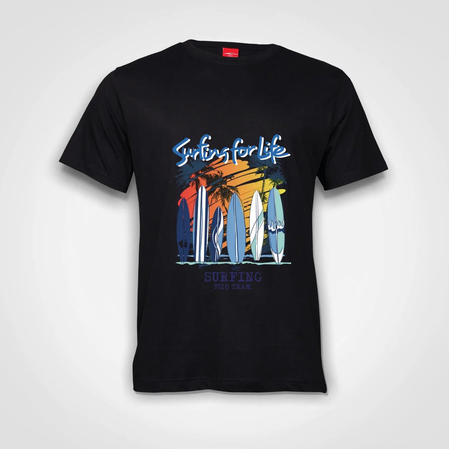Surfing For Life Cotton T-Shirt Black IZZIT APPAREL