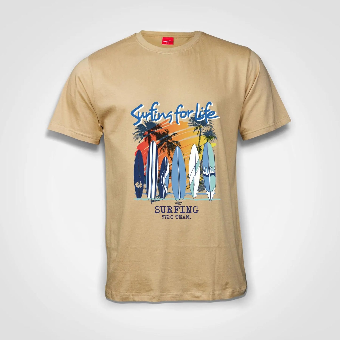 Surfing For Life Cotton T-Shirt Natural IZZIT APPAREL