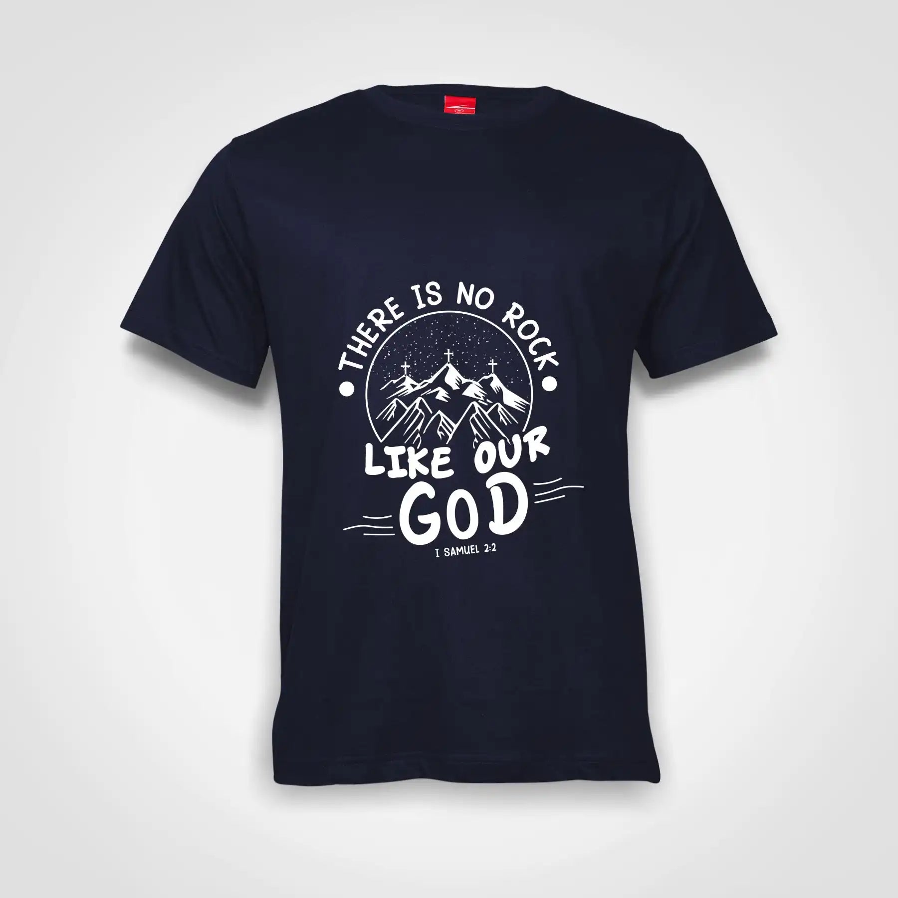 There Is No Rock Like Our God Cotton T-Shirt Navy IZZIT APPAREL