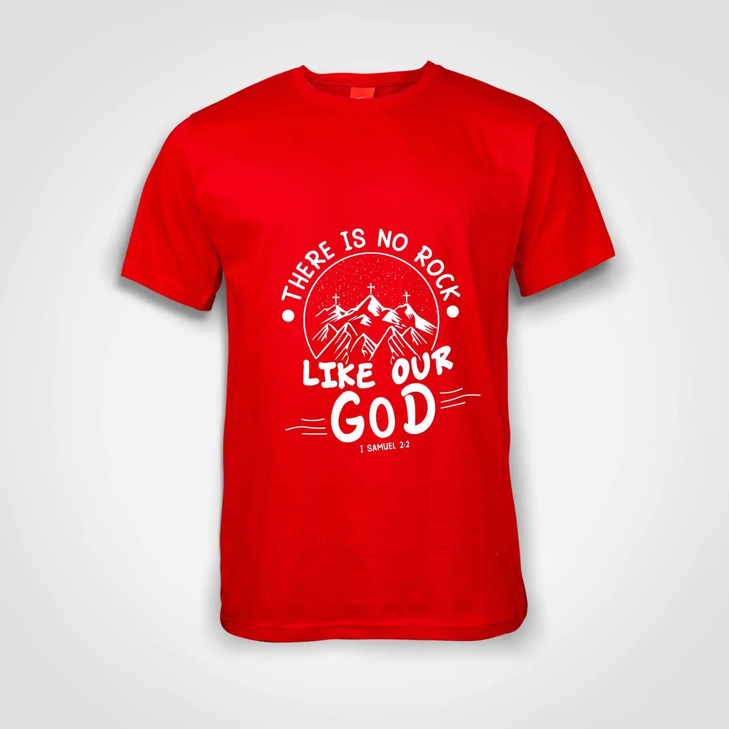 There Is No Rock Like Our God Cotton T-Shirt Red IZZIT APPAREL